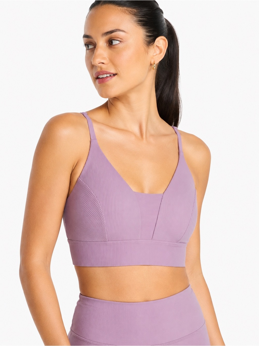 Old Navy PowerSoft Ribbed Sports Bra XL Lavender Light Support
